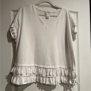 For the Republic White Tassel Hem Tee 1X